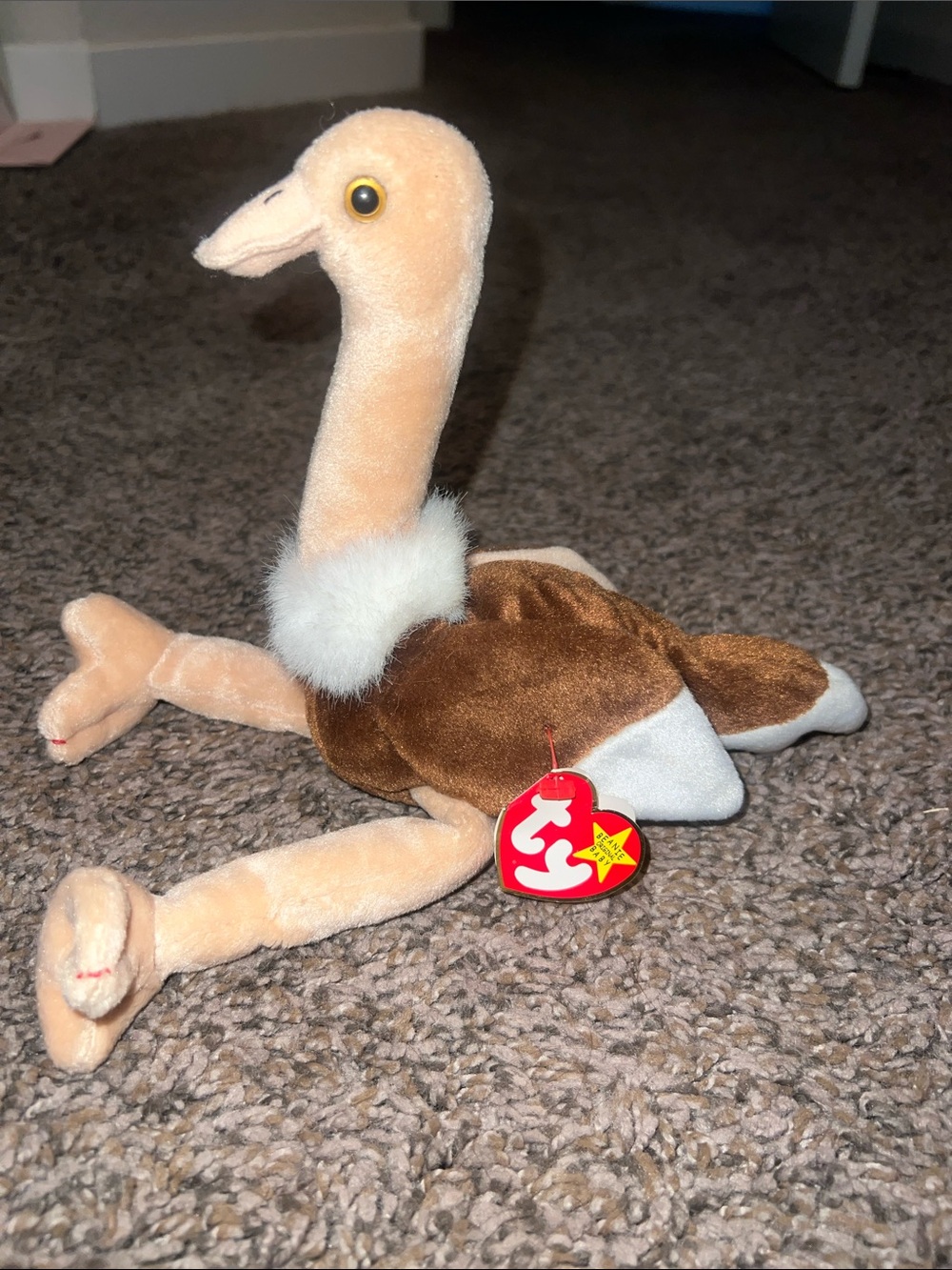 Plush toy, Ty Beanie Baby Stretch the Ostrich